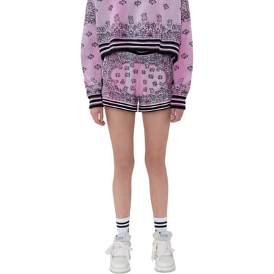 Amiri Dames/Dames Gebreide Bandana Basketbal Shorts (Roze/Zwart)