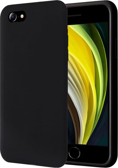 Hoesje geschikt voor iPhone SE 2022 / SE 2020 / 8 / 7 - Matte Back Cover Microvezel Siliconen Case Hoes Zwart
