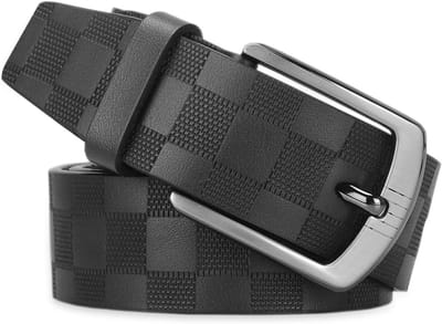 Leren Riem voor Mannen met Ruitpatroon en Pin Gesp, Verstelbare Brede Tailleband voor Casual en Zakelijke Stijl, Perfect voor Jeans en Kostuums