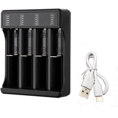 Chargeur de batterie 2/4 emplacements avec câble indicateur LED Chargeur de batterie au lithium 4,2 V Adaptateur de charge rapide pour 18650 18500 16340 14500 26650 gray