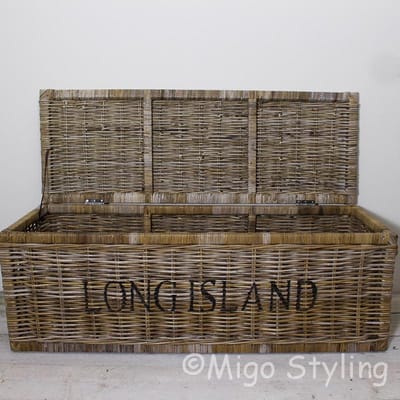 Opbergmand - Met deksel - 130x45x45 - Long Island - Riet - Rotan - Slaapkamer