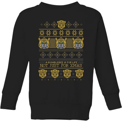 Bumblebee Classic Ugly Knit Kids' Christmas Jumper - Black - 122/128 (7-8 jaar)
