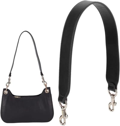 Platte schouderriem van 57 cm van echt leer in bruin met karabijnhaak, perfect als vervangende handgreep voor handtassen en portemonnees, ideaal voor damesaccessoires.