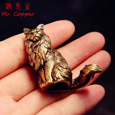 Figurines Maine Coon Miniatures Animal en Laiton Chat Petite Statue Ornements de Bureau Décorations d'Intérieur Vintage Accessoires d'Artisanat