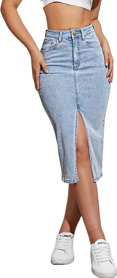 Livano Spijkerrok - Rok - Jeansrok Dames - Denim - Spijkerjurk - XS