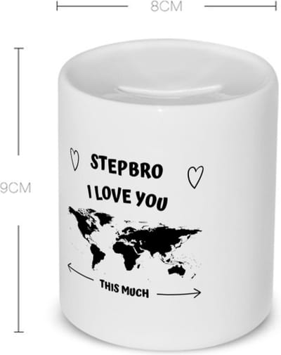 Akyol - stepbro i love you this much Spaarpot - Broer - geweldige stiefbroer - liefste stiefbroer - verjaardag - cadeau - kado - bedankje - geschenk - 350 ML inhoud