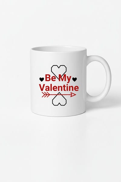 Be My Valentine" Mok | Romantisch Valentijn Cadeau | Keramische Koffiemok met Hartjes