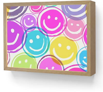 Wandlamp 40x30 cm - Oplaadbaar - Smileys - Kleurrijk - Neon - Wandlampen binnen woonkamer - Slaapkamer lamp - Decoratieve nachtlamp - Vloerlamp draadloos