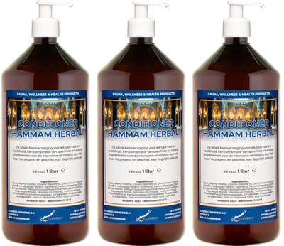 Hairconditioner Hammam Herbal 1 liter met 3 witte pompen - set van 3 stuks