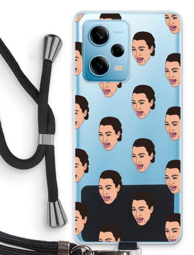 Case Company® - Hoesje met koord geschikt voor Xiaomi Redmi Note 12 Pro 5G hoesje met Koord - Ugly Cry Call - Telefoonhoesje met Zwart Koord - Bescherming aan alle Kanten en Over de Schermrand