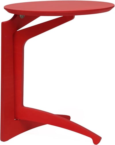 Klaptafel Rond - Bijzettafel Serveertafel - Woonkamer Gebruik - Inklapbaar Ontwerp - Hoogte 51cm - Rood Gelakt
