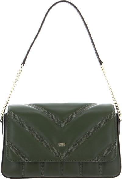 DKNY Leren Schoudertas Becca Flap Demi Shoulder Bag Army Green Olijfgroen