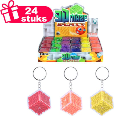 Henbrandt - 24 Stuks 3D Puzzelkubus/ Geduldspel Sleutelhangers - Mix kleuren - Traktatie uitdeelcadeautjes voor kinderen & peuters - Traktaties en kinderverjaardagen - Klein grabbelton speelgoed voor in traktatie uitdeelzakjes