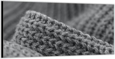 Dibond –Gebreide Grijs Kleed – 200x100 Foto op Aluminium (Wanddecoratie van metaal)