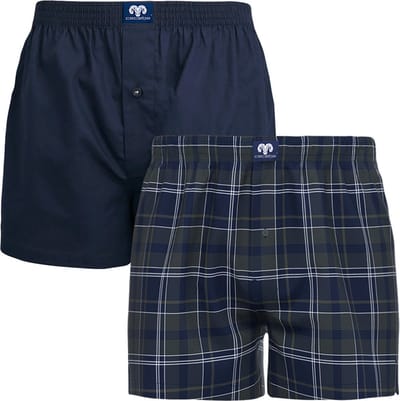 CECEBA Canadian Heren Boxershorts - geweven wijd model - 2-pack - Blauw geruit