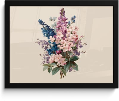 Poster in lijst - Fotolijst 40x30 cm - Posters - Boeket - Beige - Harmonieus - Subtiel - Posterlijst zwart - Decoratie - Wanddecoratie woonkamer - Muurdecoratie slaapkamer