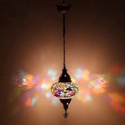 Turkse hanglamp - oosterse hanglamp met mozaïek bol 12 cm - 1 stuk - multicolour en handgemaakt