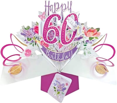 60e Verjaardag Pop-Up Wenskaart voor Vrouwen - Origineel 3D Ontwerp