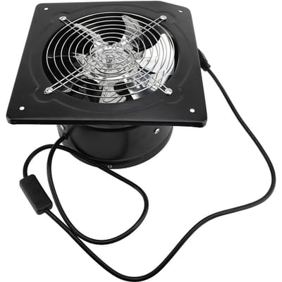 3 Gaten Afzuigventilator met Schakelaar Raamgemonteerde Stille Ventilator voor Afzuigkap Keuken Badkamer 8 Inch zwart