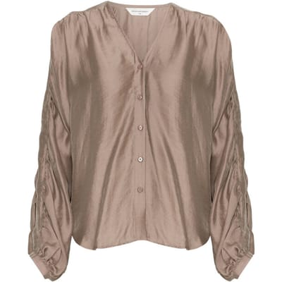 MSCH Copenhagen Mschramona Rikkelia Volume Shirt Dames - Jurken - Taupe - Maat S/M