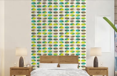 Behang - Fotobehang Cirkel - Groen - Patroon - Breedte 140 cm x hoogte 220 cm