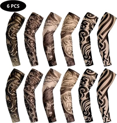 Nivard Tattoo Sleeve - Voor Volwassenen - Mouw - Tatoeage - Arm Warmer - Zonbescherming - UV Beschermend - 6 Stuks