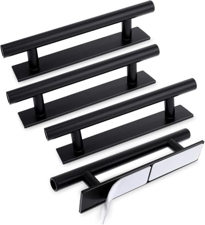 4-pack zelfklevende kastgrepen, plak-op kastgrepen, peel and stick zwarte kastdeurgrepen, geen boren nodig, kastdeurgrepen, trek-handgrepen voor lade, kledingkast, raam, meubels