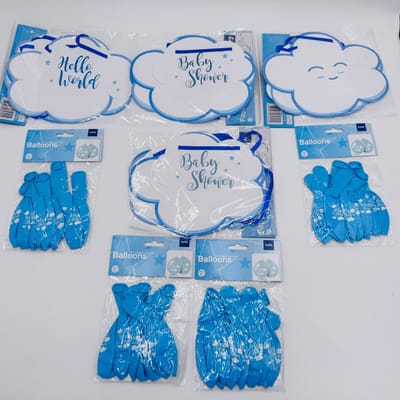 RICH DAYS | Babyshower Versierpakket | Jongen | Baby Shower Decoratie Boy | Ballonnen | Slingers | Wolkenthema | Brievenbuspakket |