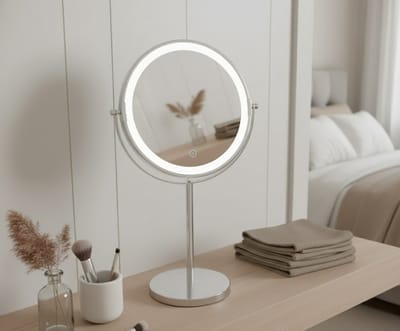 OMNIEXA make-up spiegel - 360 rotatie - 3x vergroting - LED met touchbediening – 3 lichtkleuren - Dimbaar Wit