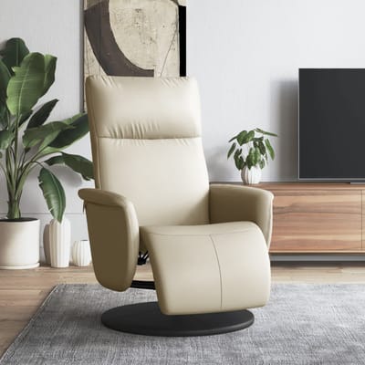 vidaXL - Fauteuil - verstelbaar - met - voetensteun - kunstleer - crèmekleurig