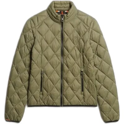 Superdry Fuji Lite jas met Ruitvormige Wattering Groen Grootte: 36