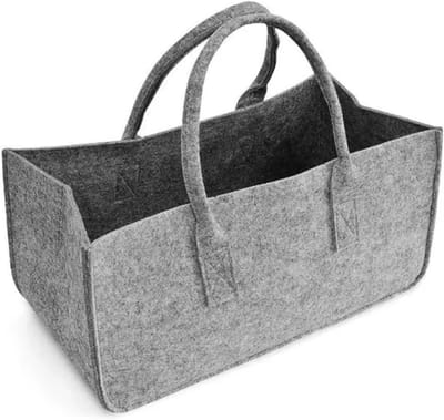 Houten Draagtas - Opbergzak Organizer - Hout Opslag - Dubbele Handgreep - 50x25x25cm - Grijs