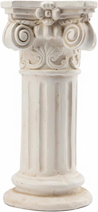 Romeinse zuil voetstuk - Klassieke pilaar decoratie - Bruiloft decoratie - Handgesneden details - 40 cm hoog - Antiek wit