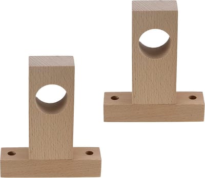 2 Stuks Robuuste Houten Houders voor Gordijnroede of Kledingroede (30mm)