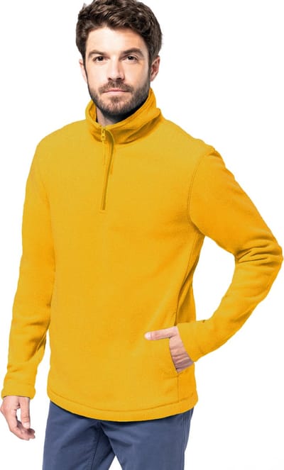 Kariban Fleece trui - geel - halve ritskraag - warme winter sweater - heren - polyester M