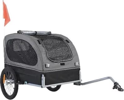 J&R Hondenfietskar - Dierenfietskar - Fietskar - Honden - Huisdieren - Trailer - Inklapbaar - Tot 40KG - Grijs