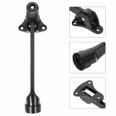 TLVX Sterke Deurstopper Extra Lang Zwart 19cm - Magnetisch Voetbediening - Deur Vastzetter Metaal - Deurstop - Garagestopper - Schuur Deurvastzetter - Metalen deurstop met rubber voet - Stevig - Voor Buiten en Binnenhuis - Inclusief Schroeven
