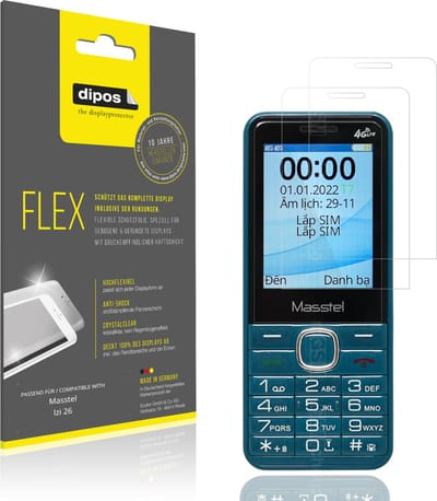 dipos – 2x Beschermfolie geschikt voor Masstel Izi 26 | 3D Full Cover Screenprotector | 100% Passend