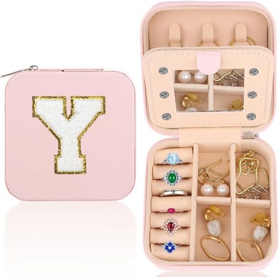 Persoonlijke Sieraden Organizer voor Reizen, Draagbare Sieradenbox met Spiegel, Compacte Opbergdoos voor Dames, Moeders, Verjaardag en Valentijnsdag Cadeau