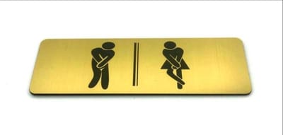 Deurbordje Toilet - WC bordjes - Tekstbord WC - Toilet bordje - WC - Bordje - Man Vrouw Toilet - Heren Dames Hoge Nood - Geborsteld Goud Look - Pictogram - incl. 3M-tape plakstrip - 5 cm x 15 cm x 1,6 mm - 5 Jaar Garantie