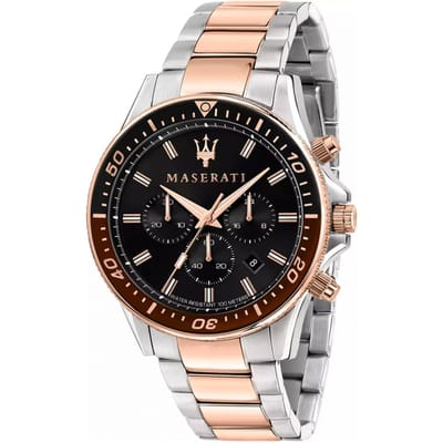 Maserati Sfida Zwart Tweekleurig Rose Metaal Heren Quartz Horloge R8873640009 zwart