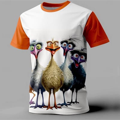 Grappige Struisvogel 3D Geprinte T-shirts Voor Heren Mode Korte Mouw Pullover Zomer Casual T-shirts Los Oversized T-shirt Herenkleding 6XL white
