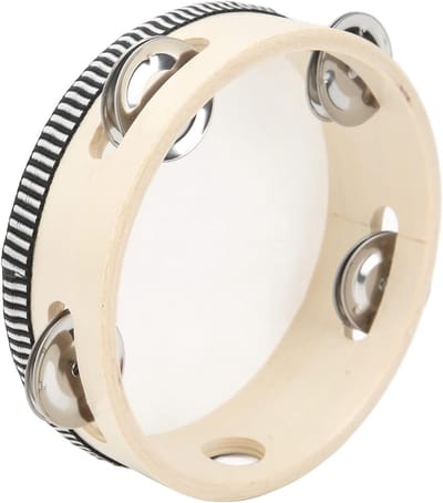 Hand Tamboerijn - Muziek Speelgoed - Muziek Maken - Ergonomische Grip - 15.5 cm Diameter - Houtkleur