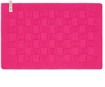 Knit Factory Gebreide Placemat Uni - Rechthoek - Dubbelzijdig te gebruiken - Eetmat - Onderlegger - Fuchsia - Roze - 50x30 cm