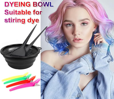 Famanu - 7-delige haarverfset met borstels, kom en stylingaccessoires, ideaal voor doe-het-zelf kleuring – Zwart