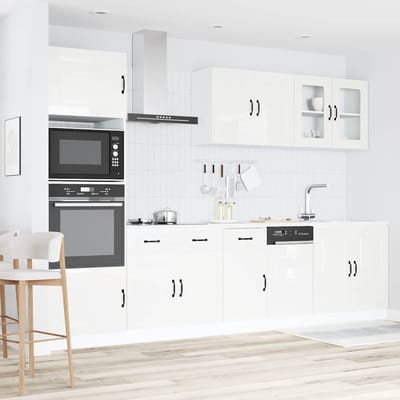 vidaXL - 7-delige - Keukenkastenset - Kalmar - bewerkt - hout - glanzend - wit