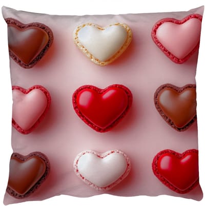 Sierkussens - Kussentjes Woonkamer - 50x50 cm - Macarons - Hartjes - Kleurrijk - Roze