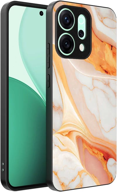 Geschikt voor Oppo Reno 14 Telefoonhoesje met marmer opdruk - TPU backcover case marble design - Oranje - Smartphonica geschikt voor Oppo Reno 14