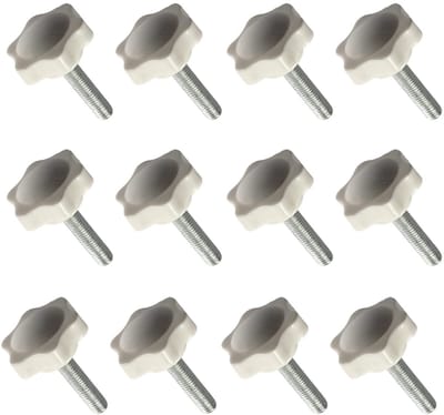 MTTProducts - Star Clamp Knobs - M8 x 20 - Eenvoudig te installeren - Wit - Verstelbare handgrepen - Voor meubels en hardware - 12 stuks