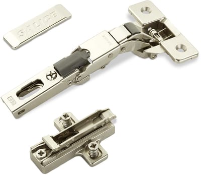 2 x Salice universeel potscharnier 110° Boorbeeld T45 met kruismontageplaat Hoogte 6 mm excentrische aanpassing, Afdekking voor scharnierarm